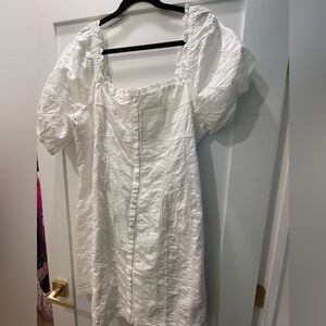 GAP White Textured Long Sleeve Dress
